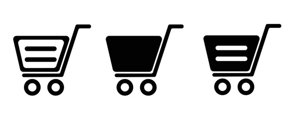 Shopping cart icon set, Full and empty shopping cart symbol, shop and sale, vector illustration. Set of shopping cart icons. Collection of web icons for online store.