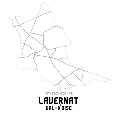 LAVERNAT Val-d'Oise. Minimalistic street map with black and white lines.