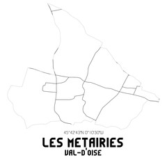 LES METAIRIES Val-d'Oise. Minimalistic street map with black and white lines.