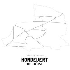 MONDEVERT Val-d'Oise. Minimalistic street map with black and white lines.