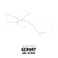 GERMAY Val-d'Oise. Minimalistic street map with black and white lines.
