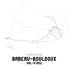 BABEAU-BOULDOUX Val-d'Oise. Minimalistic street map with black and white lines.