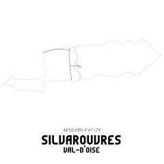 SILVAROUVRES Val-d'Oise. Minimalistic street map with black and white lines.