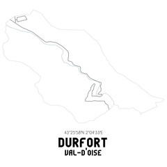 DURFORT Val-d'Oise. Minimalistic street map with black and white lines.