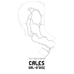 CALES Val-d'Oise. Minimalistic street map with black and white lines.