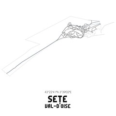 SETE Val-d'Oise. Minimalistic street map with black and white lines.