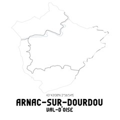 ARNAC-SUR-DOURDOU Val-d'Oise. Minimalistic street map with black and white lines.