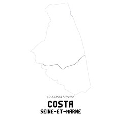 COSTA Seine-et-Marne. Minimalistic street map with black and white lines.