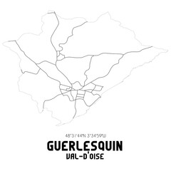 GUERLESQUIN Val-d'Oise. Minimalistic street map with black and white lines.