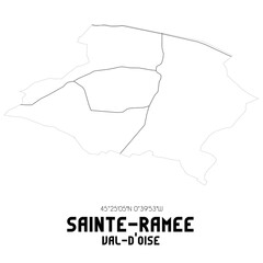 SAINTE-RAMEE Val-d'Oise. Minimalistic street map with black and white lines.