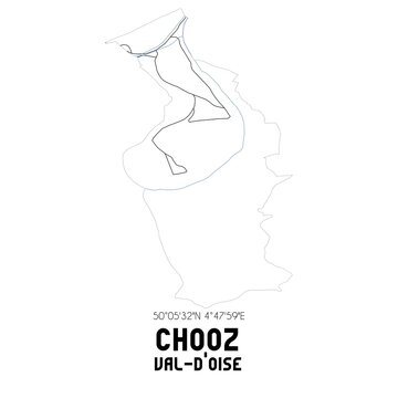 CHOOZ Val-d'Oise. Minimalistic street map with black and white lines.