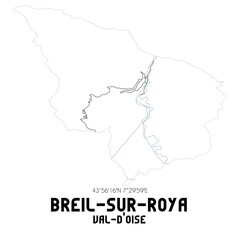 Fototapeta premium BREIL-SUR-ROYA Val-d'Oise. Minimalistic street map with black and white lines.