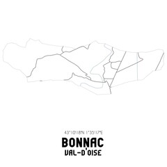 BONNAC Val-d'Oise. Minimalistic street map with black and white lines.