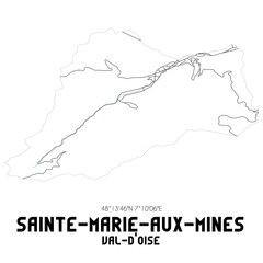 SAINTE-MARIE-AUX-MINES Val-d'Oise. Minimalistic street map with black and white lines.
