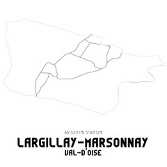 LARGILLAY-MARSONNAY Val-d'Oise. Minimalistic street map with black and white lines.