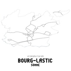 BOURG-LASTIC Somme. Minimalistic street map with black and white lines.