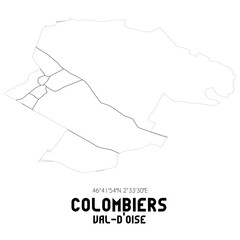 COLOMBIERS Val-d'Oise. Minimalistic street map with black and white lines.