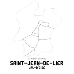 SAINT-JEAN-DE-LIER Val-d'Oise. Minimalistic street map with black and white lines.