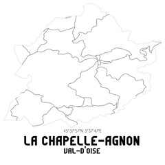 LA CHAPELLE-AGNON Val-d'Oise. Minimalistic street map with black and white lines.