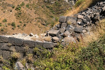 Armenia, Amberd, September 2022. Ruins of an ancient fortress wall.