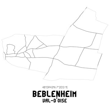 BEBLENHEIM Val-d'Oise. Minimalistic street map with black and white lines.