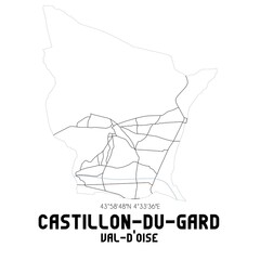 CASTILLON-DU-GARD Val-d'Oise. Minimalistic street map with black and white lines.