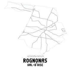 ROGNONAS Val-d'Oise. Minimalistic street map with black and white lines.