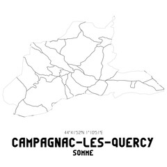 CAMPAGNAC-LES-QUERCY Somme. Minimalistic street map with black and white lines.