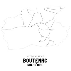 BOUTENAC Val-d'Oise. Minimalistic street map with black and white lines.