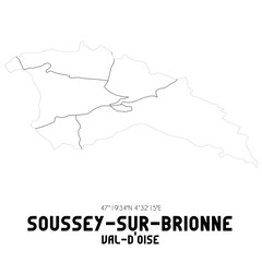 SOUSSEY-SUR-BRIONNE Val-d'Oise. Minimalistic street map with black and white lines.