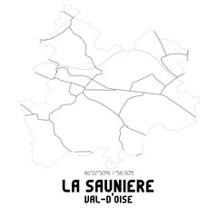 LA SAUNIERE Val-d'Oise. Minimalistic street map with black and white lines.