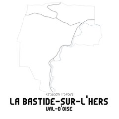 LA BASTIDE-SUR-L'HERS Val-d'Oise. Minimalistic street map with black and white lines.