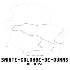 SAINTE-COLOMBE-DE-DURAS Val-d'Oise. Minimalistic street map with black and white lines.