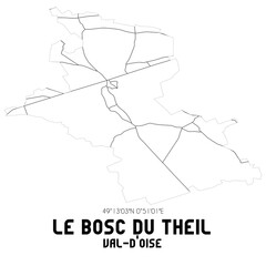 LE BOSC DU THEIL Val-d'Oise. Minimalistic street map with black and white lines.