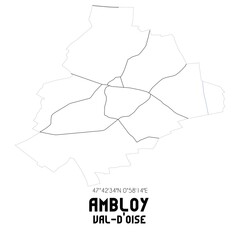 AMBLOY Val-d'Oise. Minimalistic street map with black and white lines.