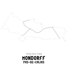 MONDORFF Pas-de-Calais. Minimalistic street map with black and white lines.