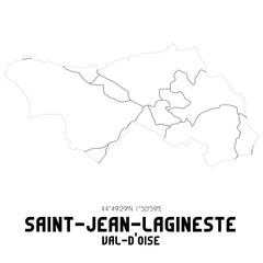 SAINT-JEAN-LAGINESTE Val-d'Oise. Minimalistic street map with black and white lines.