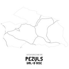 PEZULS Val-d'Oise. Minimalistic street map with black and white lines.
