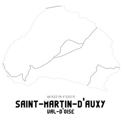 SAINT-MARTIN-D'AUXY Val-d'Oise. Minimalistic street map with black and white lines.