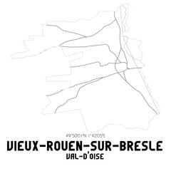 VIEUX-ROUEN-SUR-BRESLE Val-d'Oise. Minimalistic street map with black and white lines.