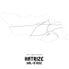 HATRIZE Val-d'Oise. Minimalistic street map with black and white lines.