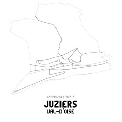 JUZIERS Val-d'Oise. Minimalistic street map with black and white lines.