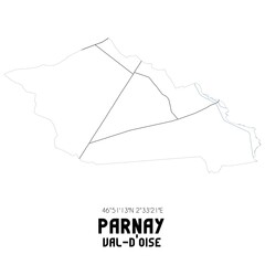 PARNAY Val-d'Oise. Minimalistic street map with black and white lines.