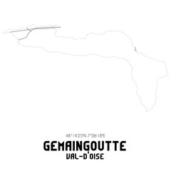 GEMAINGOUTTE Val-d'Oise. Minimalistic street map with black and white lines.