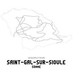 SAINT-GAL-SUR-SIOULE Somme. Minimalistic street map with black and white lines.