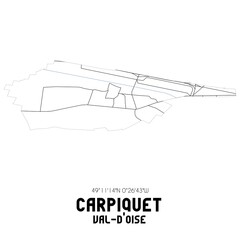 CARPIQUET Val-d'Oise. Minimalistic street map with black and white lines.