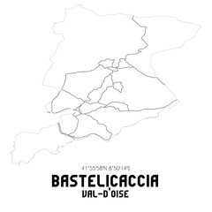 BASTELICACCIA Val-d'Oise. Minimalistic street map with black and white lines.