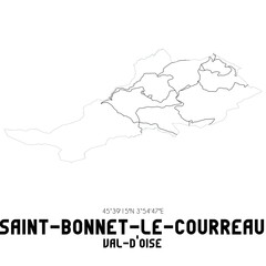 SAINT-BONNET-LE-COURREAU Val-d'Oise. Minimalistic street map with black and white lines.