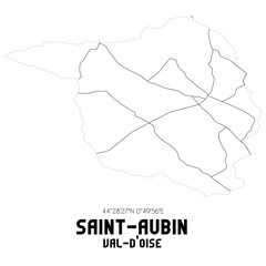 SAINT-AUBIN Val-d'Oise. Minimalistic street map with black and white lines.