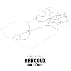 MARCOUX Val-d'Oise. Minimalistic street map with black and white lines.